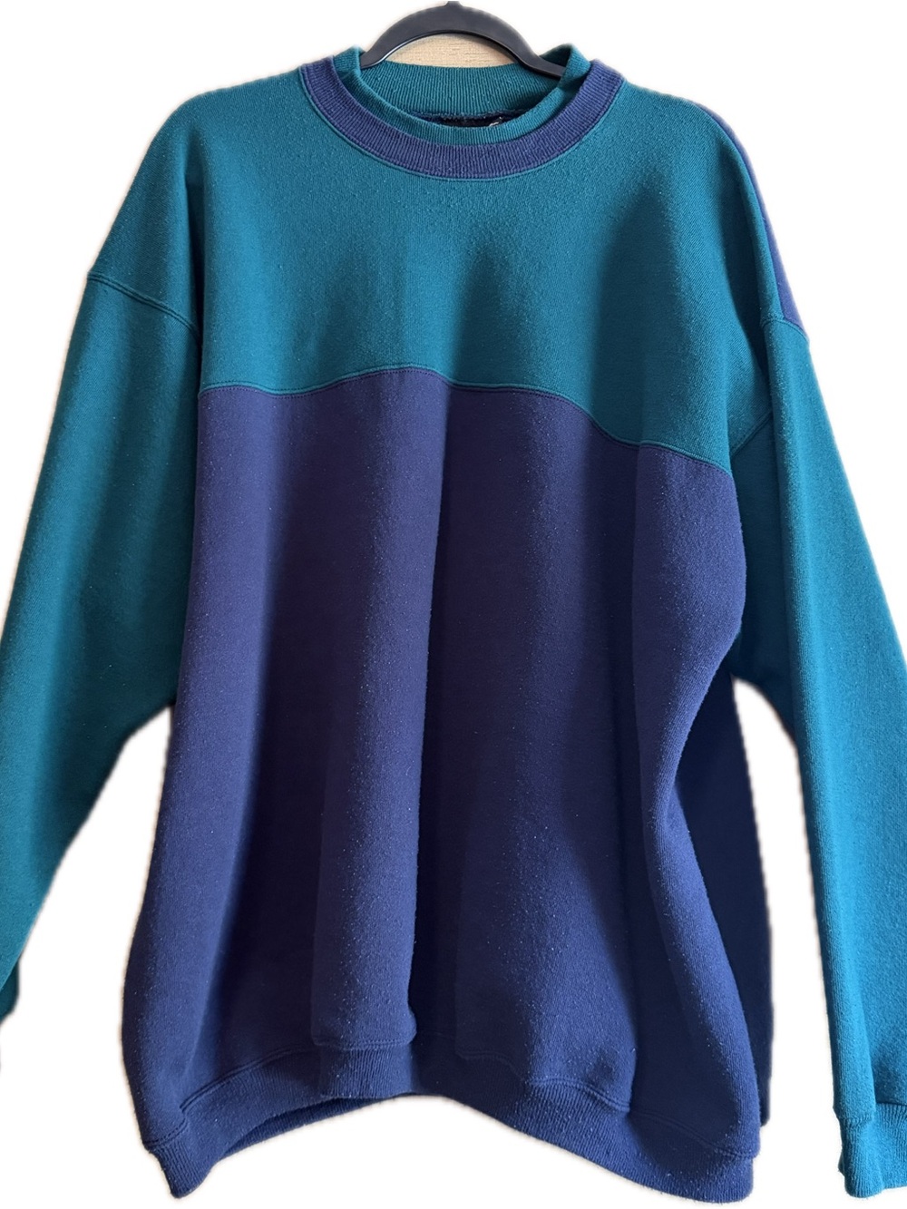 Hanes Two-Tone Teal And Navy Crewneck Sweater